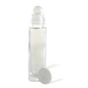 Clear Glass Roll On Bottle with White Cap & Glass Ball
