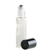 Clear Glass Roll On Bottle with Black Cap & Metal Ball